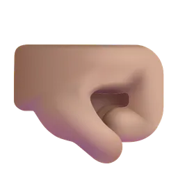 오른쪽을 향한 주먹: 중간 피부 톤 Microsoft 3D Fluent