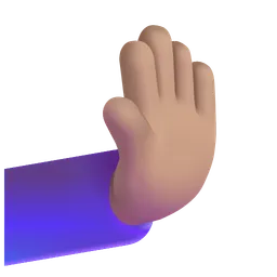 오른쪽으로 누르는 손: 중간 피부 톤 Microsoft 3D Fluent