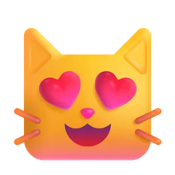 Smiling Cat Face with Heart-Shaped Eyes Microsoft 3D Fluent