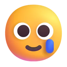 Smiling Face with Tear Microsoft 3D Fluent