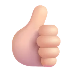 Thumbs Up: Light Skin Tone Microsoft 3D Fluent