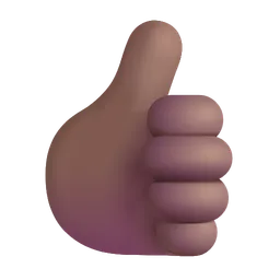 Thumbs Up: Medium-Dark Skin Tone Microsoft 3D Fluent
