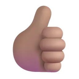 Thumbs Up: Medium Skin Tone Microsoft 3D Fluent