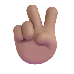 승리의 손: 중간 피부 톤 Microsoft 3D Fluent