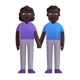 Woman and Man Holding Hands: Dark Skin Tone Microsoft 3D Fluent