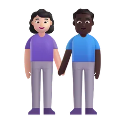 Woman and Man Holding Hands: Light Skin Tone, Dark Skin Tone Microsoft 3D Fluent
