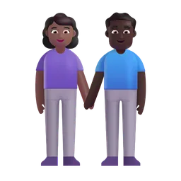 Woman and Man Holding Hands: Medium-Dark Skin Tone, Dark Skin Tone Microsoft 3D Fluent
