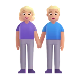 Woman and Man Holding Hands: Medium-Light Skin Tone Microsoft 3D Fluent