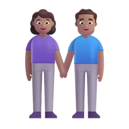Woman and Man Holding Hands: Medium Skin Tone Microsoft 3D Fluent