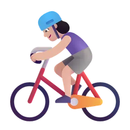 Woman Biking: Light Skin Tone Microsoft 3D Fluent
