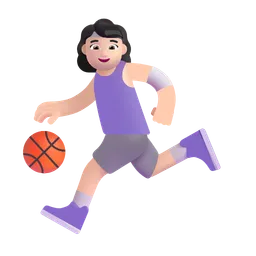 Woman Bouncing Ball: Light Skin Tone Microsoft 3D Fluent
