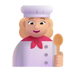 Woman Cook: Medium-Light Skin Tone Microsoft 3D Fluent