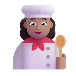 Woman Cook: Medium Skin Tone Microsoft 3D Fluent