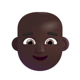 Woman: Dark Skin Tone, Bald Microsoft 3D Fluent