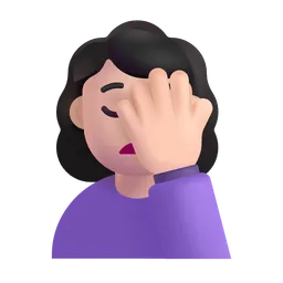 Woman Facepalming: Light Skin Tone Microsoft 3D Fluent