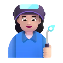 여성 공장 근로자: 밝은 피부 톤 Microsoft 3D Fluent