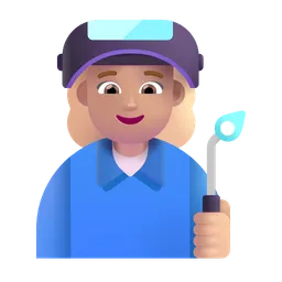 Woman Factory Worker: Medium-Light Skin Tone Microsoft 3D Fluent