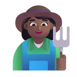 Woman Farmer: Medium-Dark Skin Tone Microsoft 3D Fluent