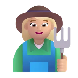 Woman Farmer: Medium-Light Skin Tone Microsoft 3D Fluent