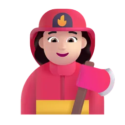 Woman Firefighter: Light Skin Tone Microsoft 3D Fluent