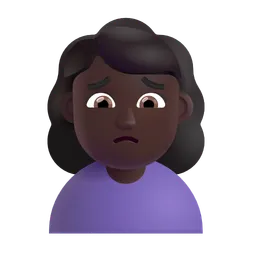 Woman Frowning: Dark Skin Tone Microsoft 3D Fluent
