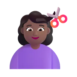 Woman Getting Haircut: Medium-Dark Skin Tone Microsoft 3D Fluent