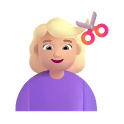 Woman Getting Haircut: Medium-Light Skin Tone Microsoft 3D Fluent