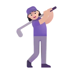 Woman Golfing: Light Skin Tone Microsoft 3D Fluent