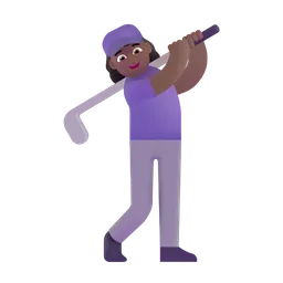 Woman Golfing: Medium-Dark Skin Tone Microsoft 3D Fluent
