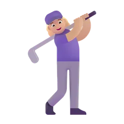 Woman Golfing: Medium-Light Skin Tone Microsoft 3D Fluent