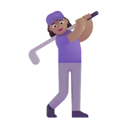 Woman Golfing: Medium Skin Tone Microsoft 3D Fluent