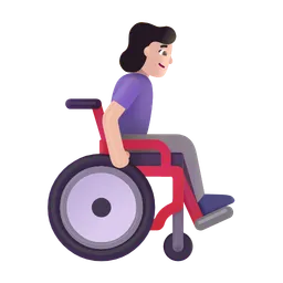 Woman in Manual Wheelchair Facing Right: Light Skin Tone Microsoft 3D Fluent