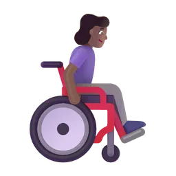 Woman in Manual Wheelchair Facing Right: Medium-Dark Skin Tone Microsoft 3D Fluent