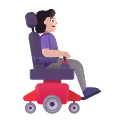 Woman in Motorized Wheelchair Facing Right: Light Skin Tone Microsoft 3D Fluent