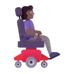 Woman in Motorized Wheelchair Facing Right: Medium-Dark Skin Tone Microsoft 3D Fluent