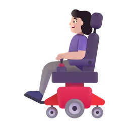 Woman in Motorized Wheelchair: Light Skin Tone Microsoft 3D Fluent