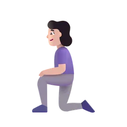 Woman Kneeling: Light Skin Tone Microsoft 3D Fluent