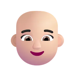 Woman: Light Skin Tone, Bald Microsoft 3D Fluent
