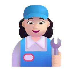 Woman Mechanic: Light Skin Tone Microsoft 3D Fluent
