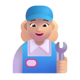 Woman Mechanic: Medium-Light Skin Tone Microsoft 3D Fluent