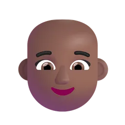 Woman: Medium-Dark Skin Tone, Bald Microsoft 3D Fluent