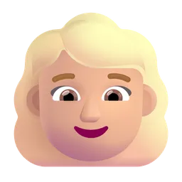 Woman: Medium-Light Skin Tone, Blond Hair Microsoft 3D Fluent