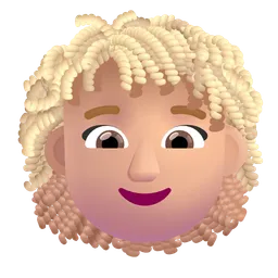 Woman: Medium-Light Skin Tone, Curly Hair Microsoft 3D Fluent