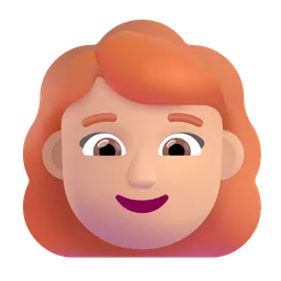 Woman: Medium-Light Skin Tone, Red Hair Microsoft 3D Fluent