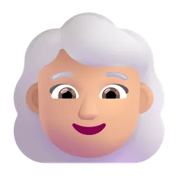 Woman: Medium-Light Skin Tone, White Hair Microsoft 3D Fluent