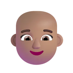 Woman: Medium Skin Tone, Bald Microsoft 3D Fluent