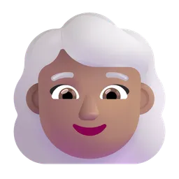 Woman: Medium Skin Tone, White Hair Microsoft 3D Fluent