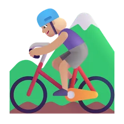 Woman Mountain Biking: Medium-Light Skin Tone Microsoft 3D Fluent