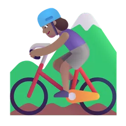 Woman Mountain Biking: Medium Skin Tone Microsoft 3D Fluent