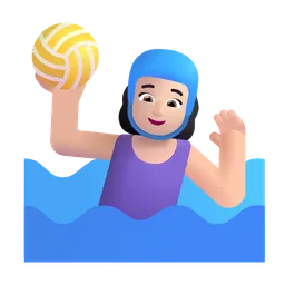 Woman Playing Water Polo: Light Skin Tone Microsoft 3D Fluent